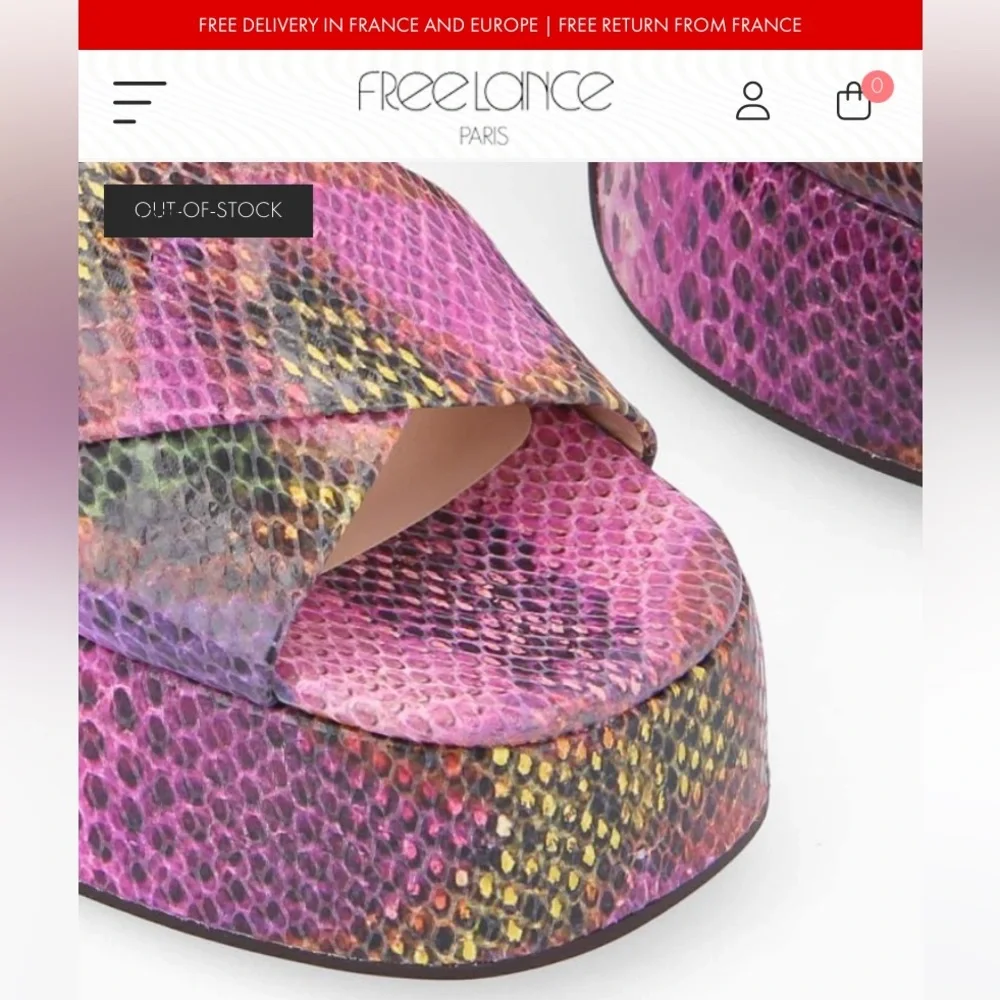 NWT FREE LANCE Freelance Gabi 95 Heeled sandal cross straps Snake print leather - Picture 5 of 12
